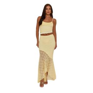 Claire Womenswear Rebellious Fashion Lace Ruffle Top and Maxi Skirt Co-ord Set