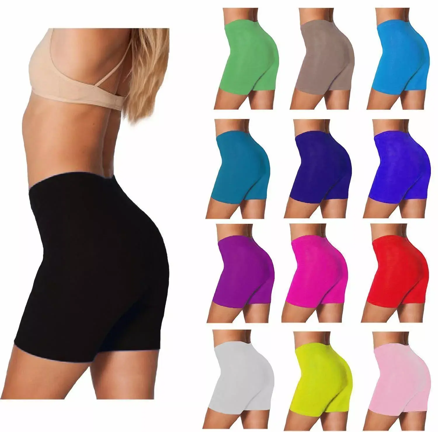Women's Cotton Stretchy Short Leggings for Active Sports and Casual Wear