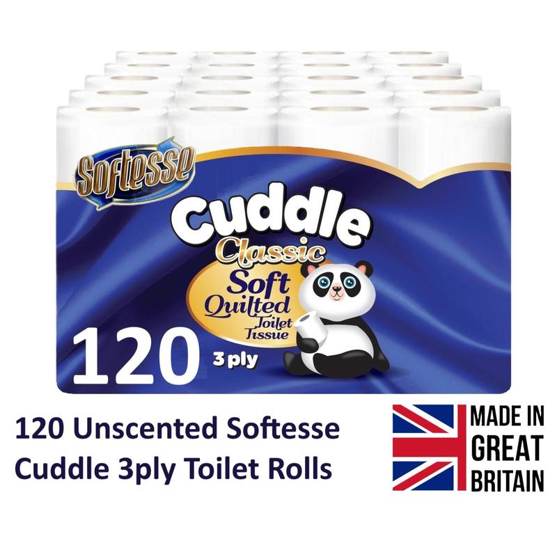 New Customer Offer! 120 Non-Scented Softesse Cuddle Tissue Paper Quilted 3 PLY Toilet rolls- Wipes Sheets Pack 0