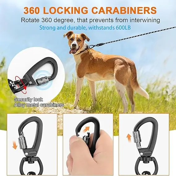 Training Lead for Dogs - 10M 20M Long Line Dog Lead with Carabiner Clip and Padded Handle Dog Training Leads, Reflective Long Lead Durable Recall Training Lead for Small Medium Large Dog (10M/33FT) 2