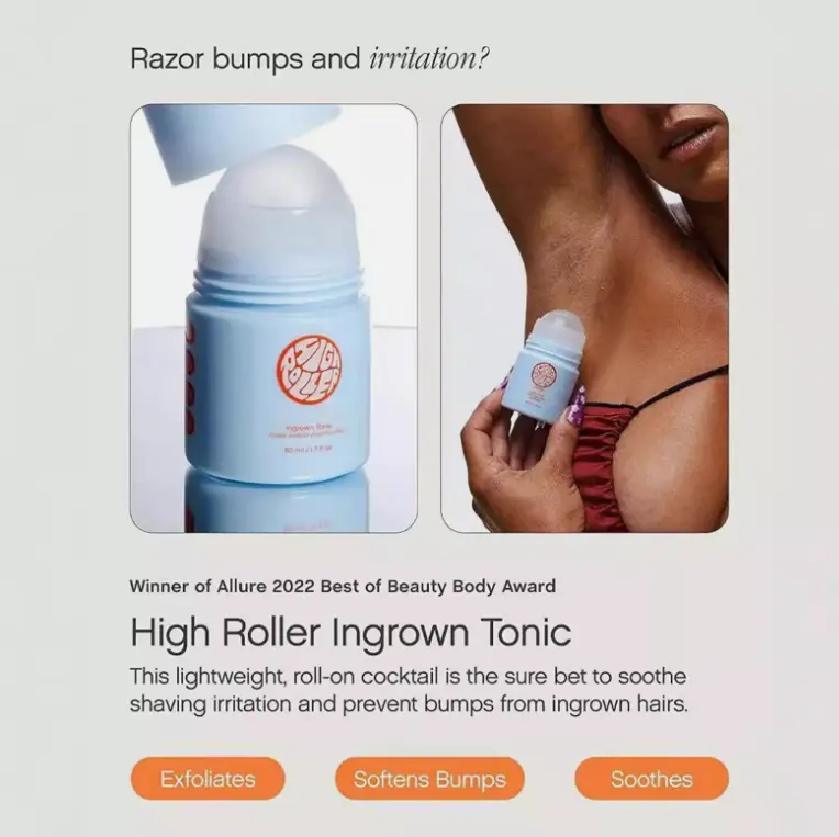 High Roller Ingrown Tonic – AHAs + BHAs for Razor Bump Relief (50ml / 1.7 fl oz) 5