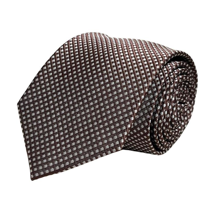 chocolate coffee brown tie with white pin spots 1