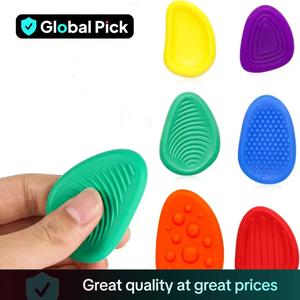 Random Color Sensory Stone for Kids, 6 Counts Silicone Textured Worry Stones, Quiet Fidgets for Anxiety Relief, Classroom Prizes Sensory Toys #TOP PICKS