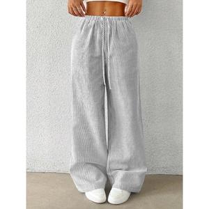 Women's Leopard Print Lace-Up Front Pocket Wide-Leg Pants, Casual Comfortable Straight-Leg Pants Suitable for Daily Wear, Women's All-Season Versatile Bottoms, Women's Clothing Womenswear jeans Trouser cargo  pants  women tighten  pants  women