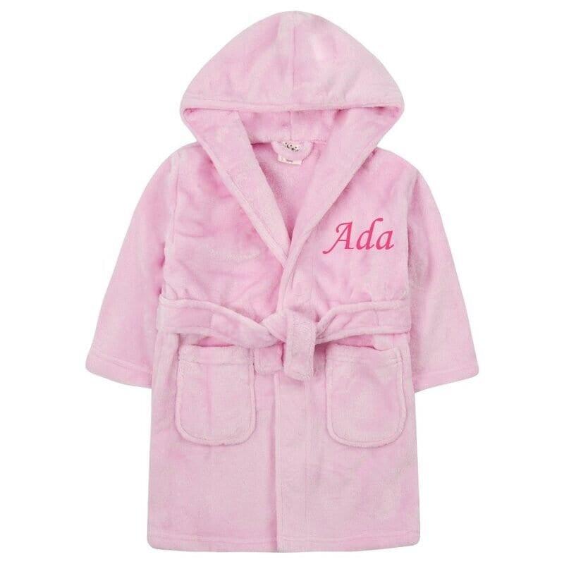 Personalised Girls Bath Robe 2-6 Years Embroidered Girls Dressing Gown Hooded Housecoat Hooded Childrens Dressing Gown Towel 2-6years Custom 4