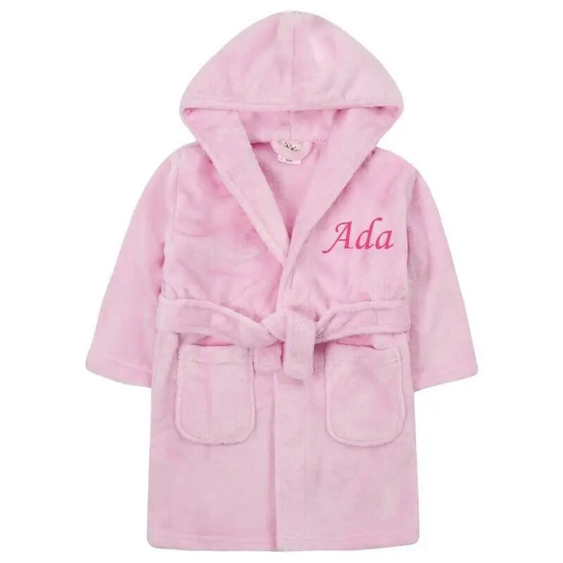 Personalised Girls Bath Robe 2-6 Years Embroidered Girls Dressing Gown Hooded Housecoat Hooded Childrens Dressing Gown Towel 2-6years Custom 4