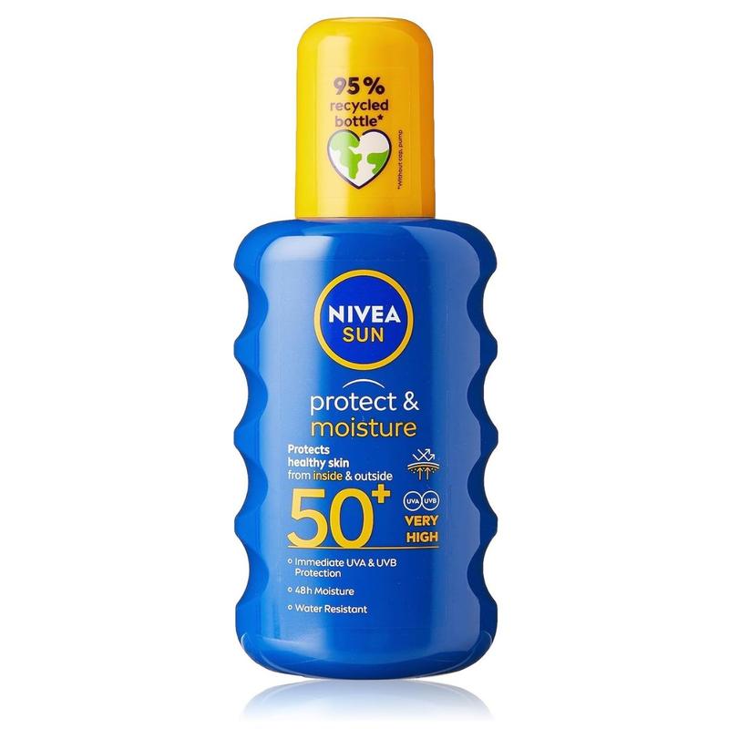 Product Introduction of NIVEA SUN Protect & Moisture Sun Spray SPF 50+ (200ml), Moisturising Suncream Spray with Vitamin C and Hyaluron, Immediate UVA/UVB Protection, Fast-Absorbing No White Cast Formula Body Care Sunscreen 7