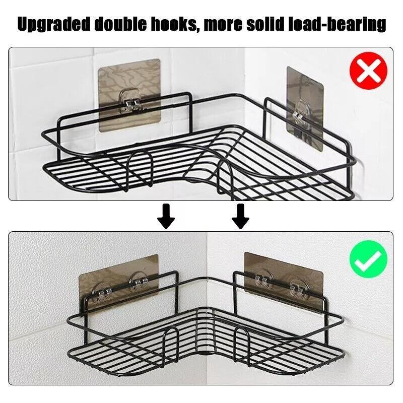 2PCS Corner Shower Caddy Bathroom Storage Shelf Rack Basket Organiser Tidy Tray 5