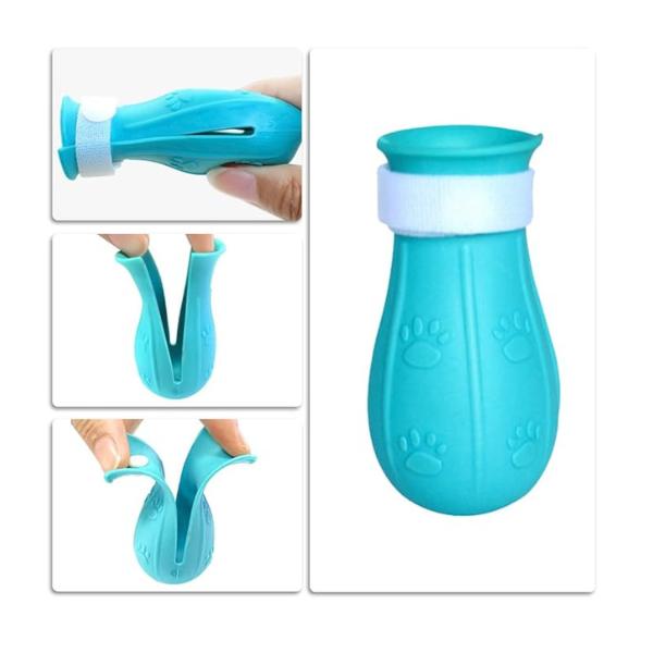 4 Pcs Cat Anti-Scratch Boots Adjustable Cat Paw Protector Foot Covers Cat Claw Protection Shoes for Home Bathing Shaving Cat Paw Protector 3
