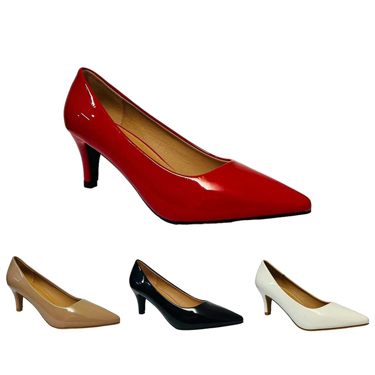 Women's Elegant Faux Patent Court Shoes Heel  for Women - Classy Comfort Footwear