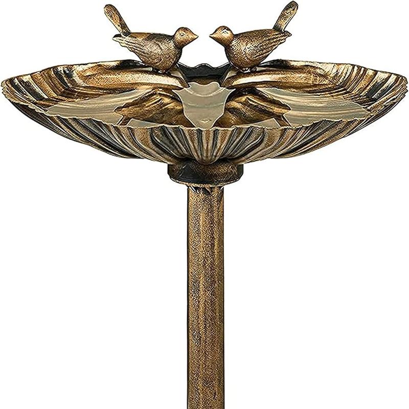 Large Free Standing Traditional Bird Bath Feeding Station Bronze Metal Effect Plastic Ornamental Bathing Feeder Table for Birds Garden, Patio, Lawn, Decking, Greenhouse & Outdoor Decor 0