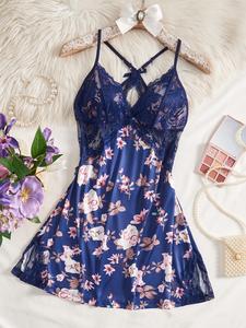 Women's All Over Floral Print Cami Nightdress, Casual Soft Comfortable Spaghetti Strap Nightgown for Summer, Fashion Ladies' Sleepwear for Daily Wear