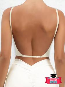 Women's Solid Color Wireless Backless Bra, Comfortable Breathable Multiway Bras for Daily Wear, Soft Lingerie for All Seasons, Underwear for Women