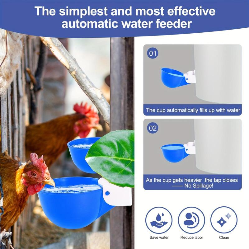 Tgeyd 5/10pcs Automatic Chicken Waterer Cups - DIY Large Drinking System for Poultry, Ducks, Quails, Rabbits & Birds 3