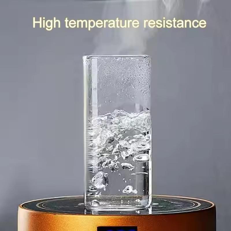 1Pcs Square Heat Resistant Coffee Glass Cup With Lid and Straw Transparent Milk Tea Juice Cups Coffee Mug For Home Bar Drinkware 5