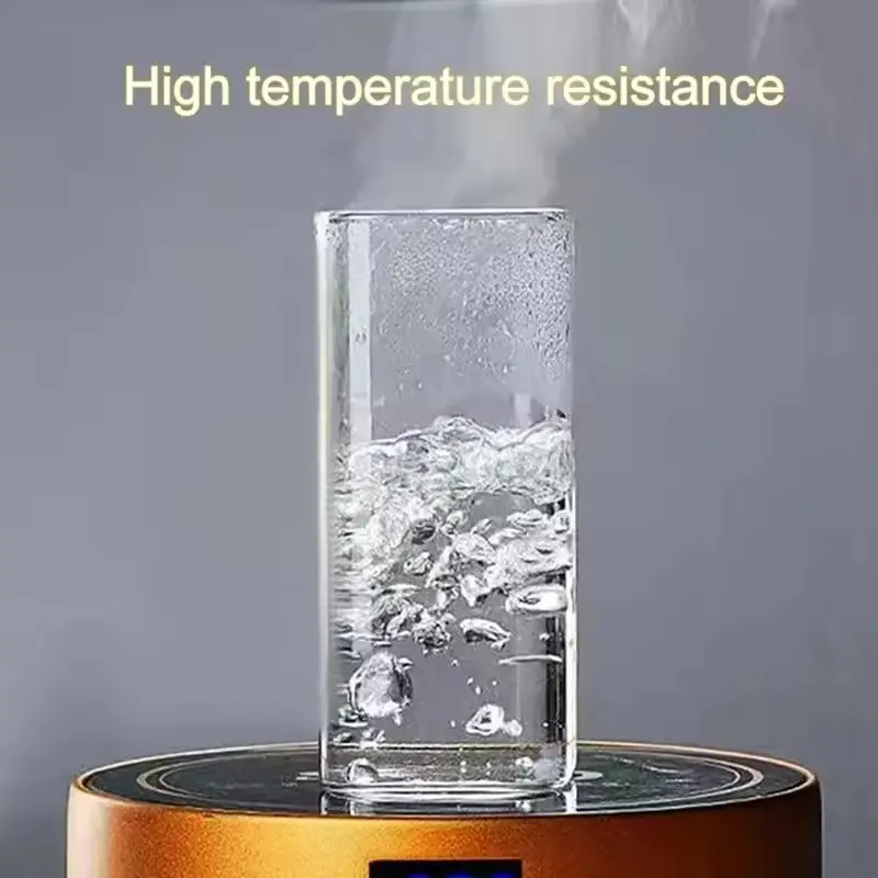 1Pcs Square Heat Resistant Coffee Glass Cup With Lid and Straw Transparent Milk Tea Juice Cups Coffee Mug For Home Bar Drinkware 5