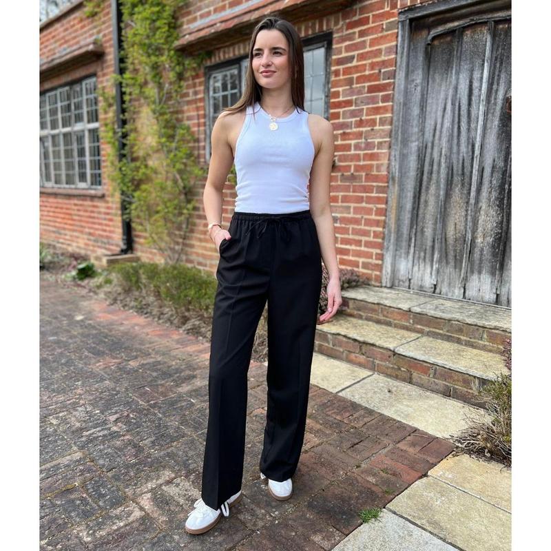 Black Stretch Waist wide leg Trousers 8
