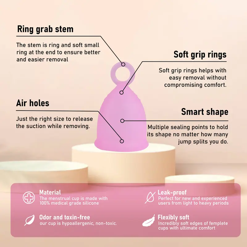 The Unisex Choice Small Size Periods or Menstrual Cup -The Most Easy Cup to Put in and Take Out with a Unique Ring Design 3