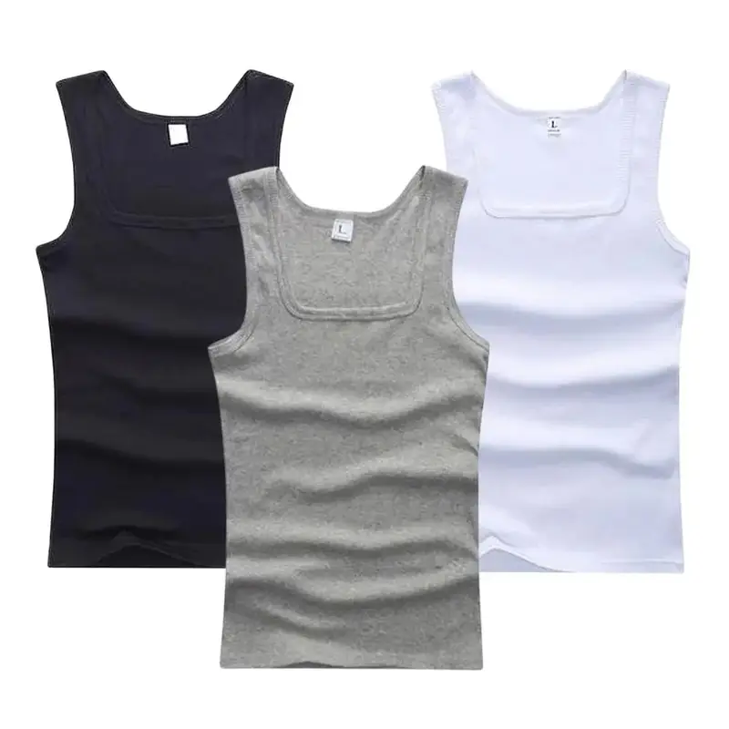 Hot Sale Summer Male clothes Women Basic Elastic tank top Pure Cotton Sleeveless Men's t-shirt Bodybuilding Fitness T-shirt Menswear Socks Gamis Bestie Operator Beige Plain 0
