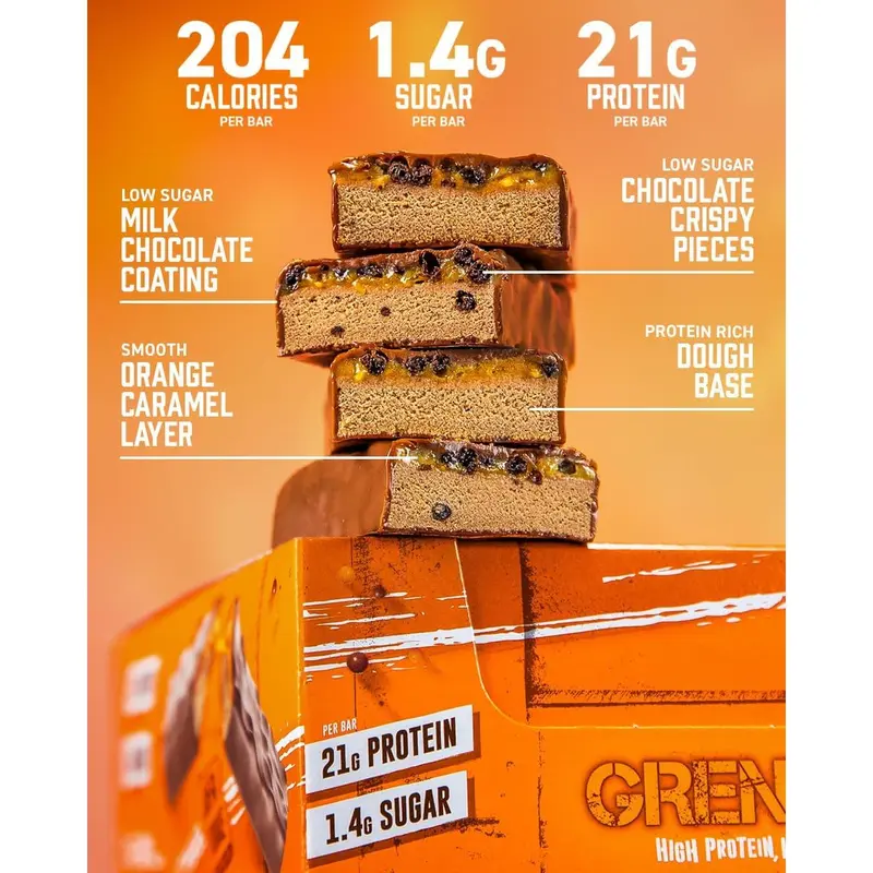 Grenade High Protein, Low Sugar Bar - Jaffa Quake, 12 x 60 g 3