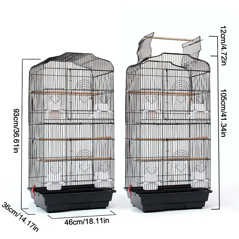 Budgie Cage Metal Parrot Bird Cage Open Top Bird Aviary for Cockatiels Canaries- 2