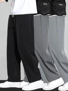 Men's Solid Color Pants, Loose Casual Comfy Breathable Trousers for Summer, Men's Bottoms for Daily Wear