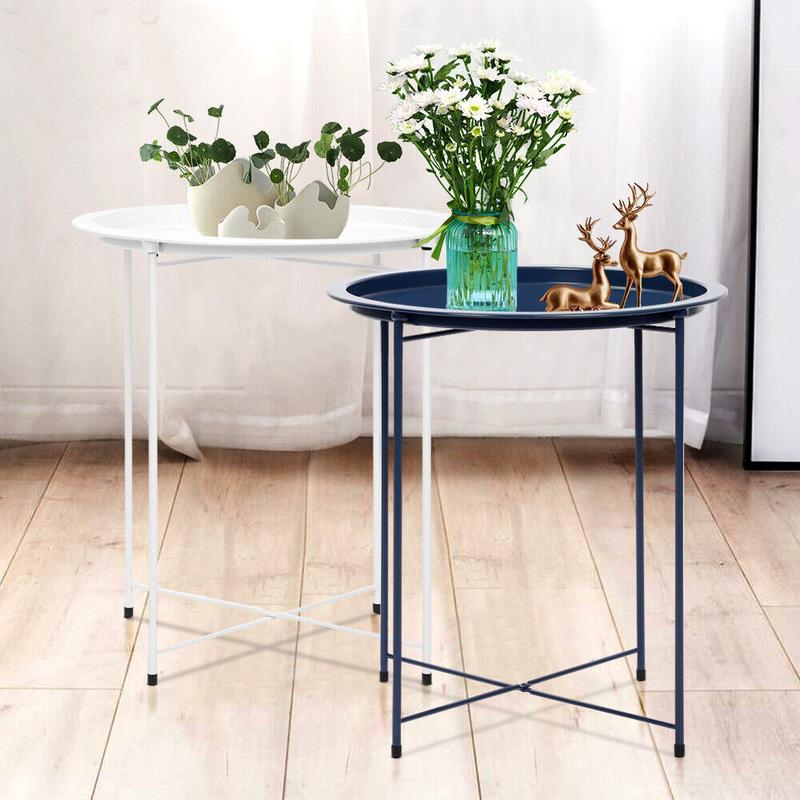 Butlers Tray Table Top Side Table Foldable Living Room White Grey - Stylish and Multi-functional Table for Indoor Use 0