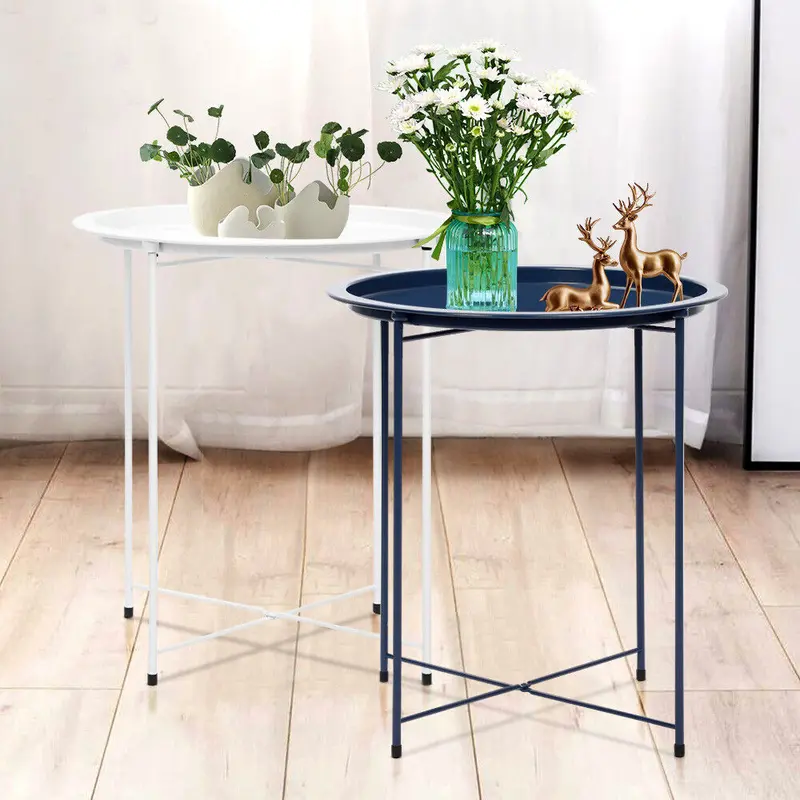 Butlers Tray Table Top Side Table Foldable Living Room White Grey - Stylish and Multi-functional Table for Indoor Use 0