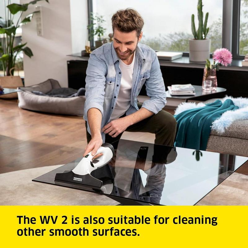 Kärcher Window Vac WV 2 Plus, Battery Running Time: 35 min, LED Display for Battery Status, Suction Nozzle: 280 mm, Spray Bottle with Microfibre Cloth, 20 ml Window Cleaner Concentrate 2