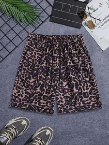 Men's Leopard Print Drawstring Waist Shorts, Casual Loose Fit Bottoms for Summer, Fashion Men's Bottoms for Daily Wear