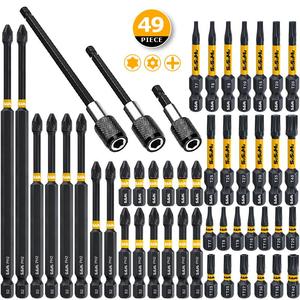 Impact Drill Bit Set, Long Screwdriver Bit Set, Tamper Proof Star Drill Bit Set, with CNC Machining Head & Drill Bit Extender for Domestic Construction, Precision Bits
