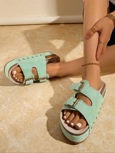 Women's Fashionable Plain Color Barefoot Sandals, Casual Versatile Platform Sandals for Summer, Lightweight Breathable Comfortable Shoes for Daily Wear, Footwear Strap Slides, Girl