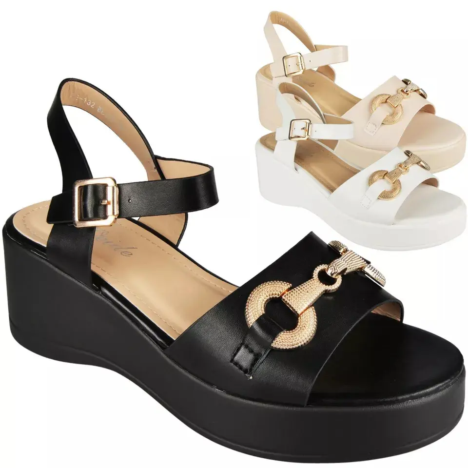 BE-132 Womens Cushioned Summer Beach Bling Comfy Wedge Shoes Size