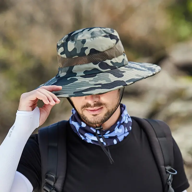 Camouflage Bucket Hat for Men Outdoor Hiking Cycling Safari Breathable Visor Cap CAP FOR MEN Women Summer Sun Protection Hat 2