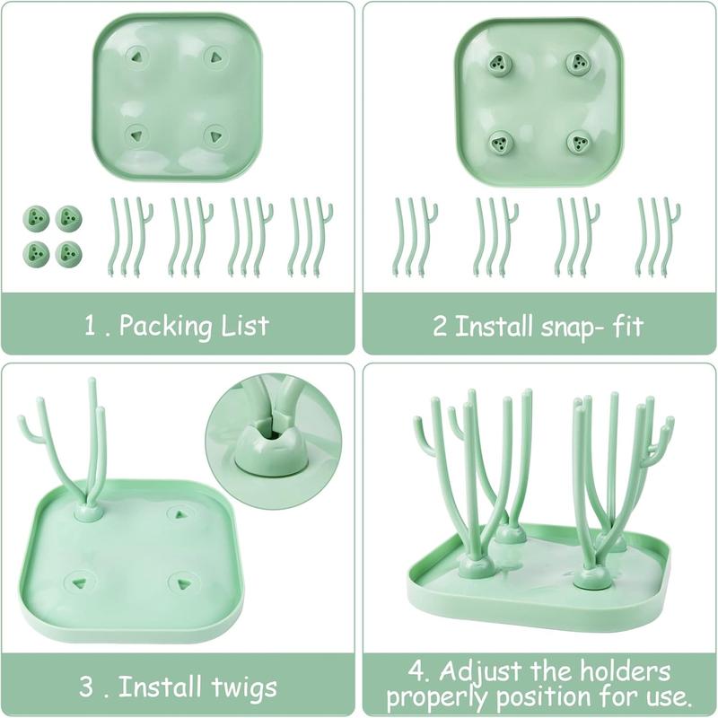 Baby Bottle Drying Rack, Baby Bottle Drain Holder with Detachable Drip Tray, Baby Drying Rack Ideal for Bottles, Teats, Cups, Reusable Baby Bottle Holder Baby Accessories 5