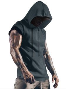 Men's Solid Color Hooded Tank Top, Regular Fit Casual Sleeveless Hoodie for Summer, Men's Top for Daily Wear, Sweatshirts