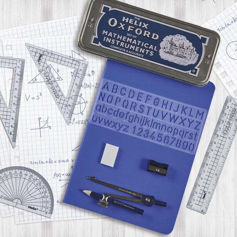 Oxford Maths Set with Storage Tin - 10 Piece Maths Equipment Set 5