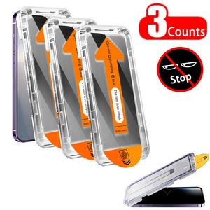 Tempered Glass Phone Screen Protector, 3 Counts Privacy Screen Protector, Phone Accessories Compatible with iPhone 13 14 15 11 12 Pro Max