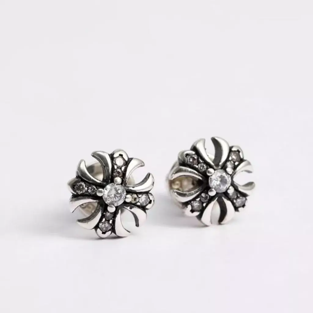 Chrome Hearts Titanium Silver-Plated Earrings – Unisex Hypoallergenic Stainless Steel Jewelry for Men & Women – Durable, Stylish, Multiple Designs