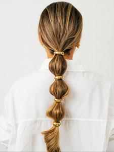 Women's Elegant Metal Hair Ties, Minimalist Headwear Suitable for Thick Hair, Fashion Hair Accessories for Party, Daily Clothing Decor, Elastic Hair Accessory