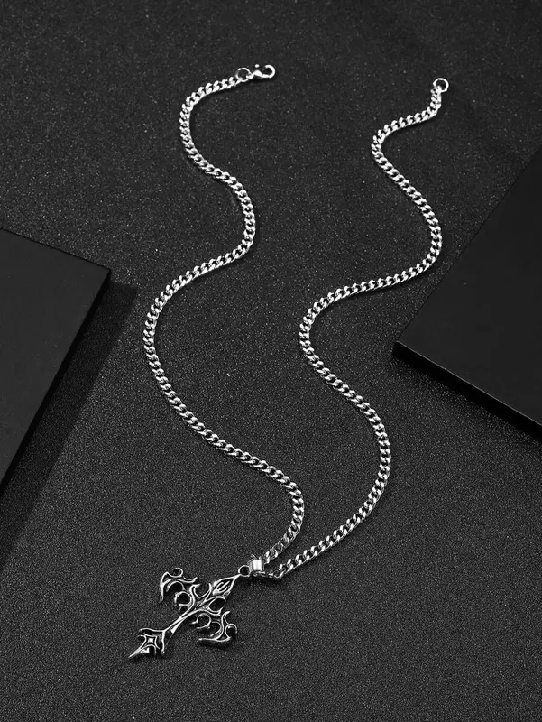 Men's Cross Charm Necklace, For Jewelry Gift And Party 2