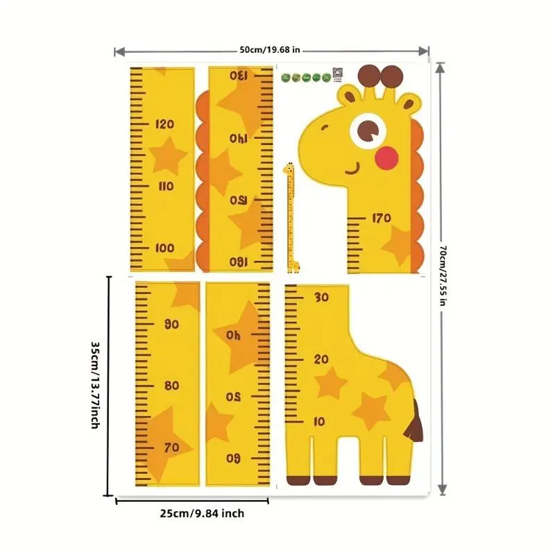 1pc Unicorn Giraffe Dinosaur Height Wall Sticker, Room Wall Decoration Sticker, Creative Cartoon Measuring Height Ruler Sticker, Self-adhesive Removable Wall Sticker 7