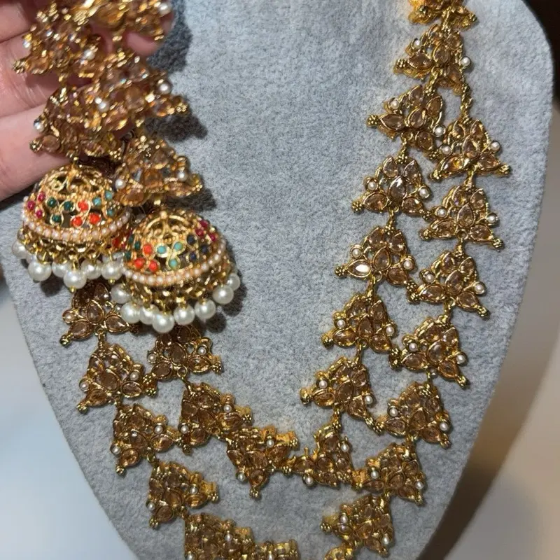 Gorgeous Double Layered Necklace with Jhumki - Fashion Accessory for Women
