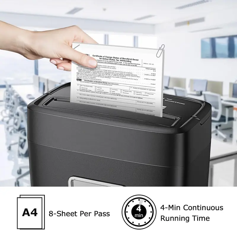 Bonsaii 8-Sheet Cross-Cut Shredder, P-4 Security, 16L Bin, Shreds Cards & Staples, C261-C 3