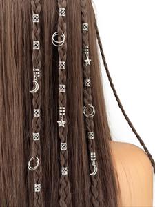 Boho Style Moon & Star Design Hair Rings, Fashionable Hair Accessories for Women & Girls, Trendy All-match & Exquisite Hair Accessories for Birthday Gift