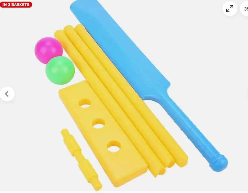 Cricket Bat Set Stumps & Balls Childrens Junior Outdoor Garden Play Plastic Toy 0