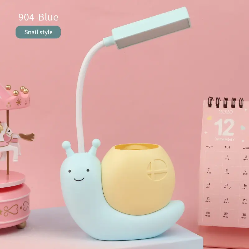 Cartoon Table Lamp Cute Snail Night Light USB Rechargeable LED Table Light Child Eye Protection Desk Lamp Reading Lamp With Pen 8