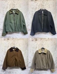 Findfashion Women's Cropped Corduroy Cuff And Collar Zip Up Bomber Jacker For Ladies One Size Fits UK 8-12