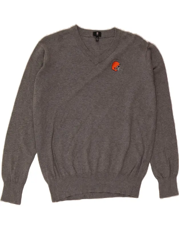 Pre-Owned Vintage NFL Mens Cleveland Browns V-Neck Jumper Sweater Medium Grey Cotton 0