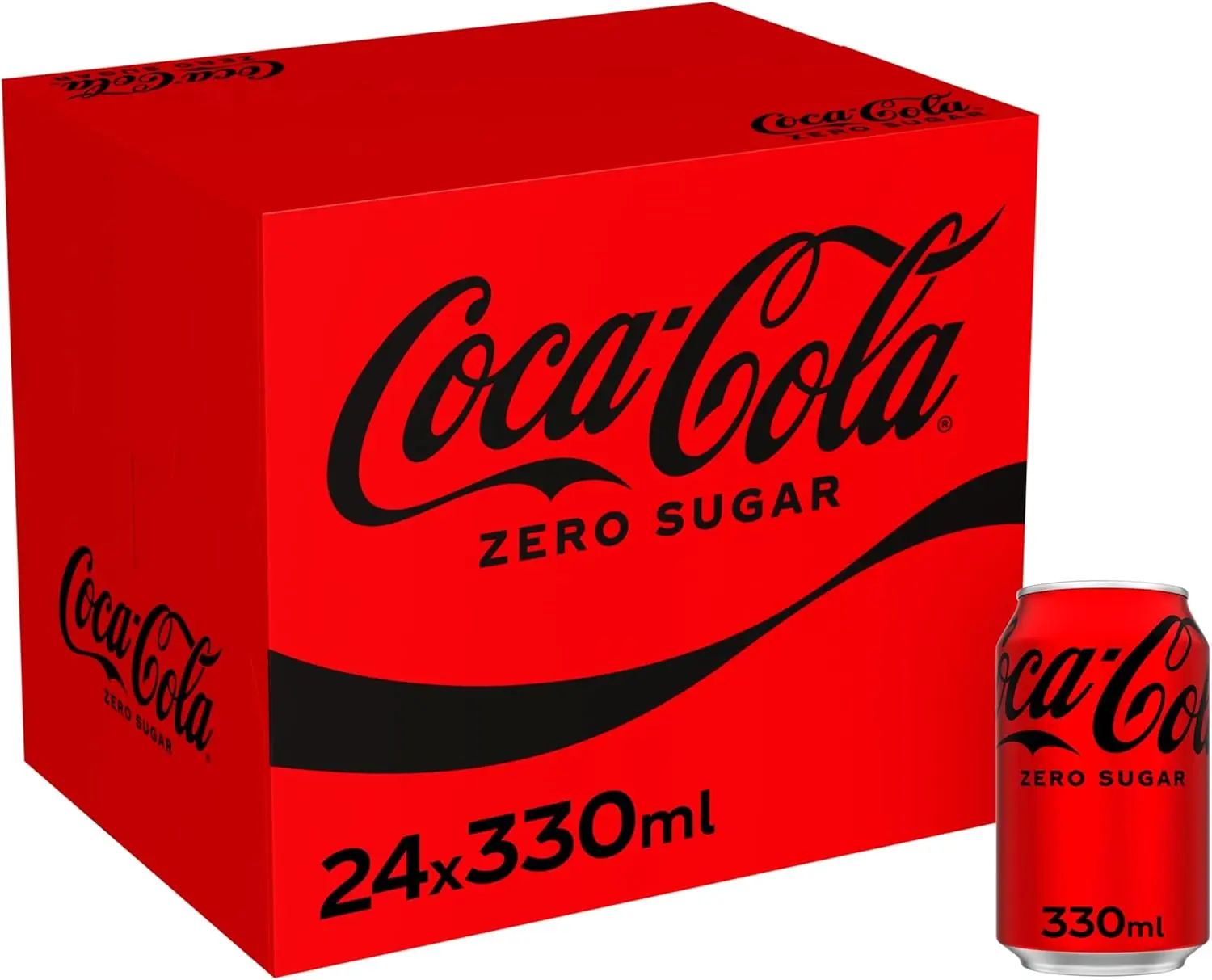 Coca-Cola Zero Sugar 24 x 330 ml Multipack Cans for Home, Office, Parties, or On-the-Go Refreshment Beverage